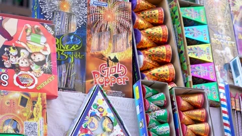 Shop Packed with Fireworks Stock Footage 220073601