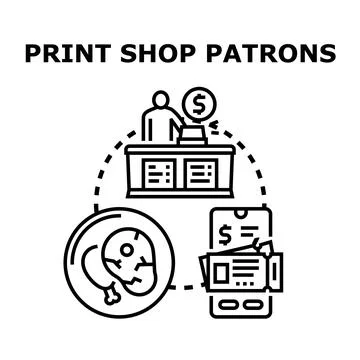 Shop patrons engaging with loyalty program services Stock Illustration