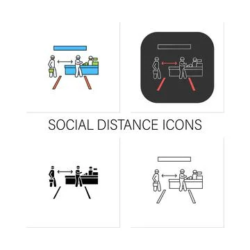 Shop queue icons set Stock Illustration