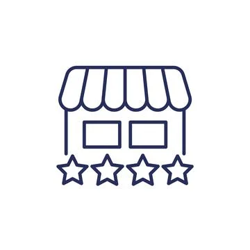 Shop rating line icon on white Stock Illustration