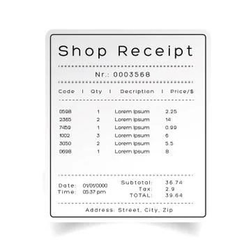Shop receipt template vector Stock Illustration
