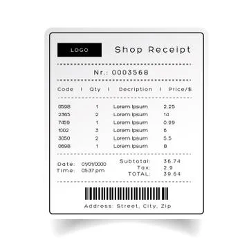 Shop Receipt template vector Stock Illustration