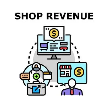 Shop revenue generating from online e commerce sales Stock Illustration