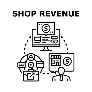Shop revenue generating from online e commerce sales Stock Illustration