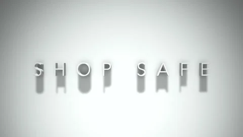 Shop safe 3D title animation with shadows on a white background Stock Footage 297671320