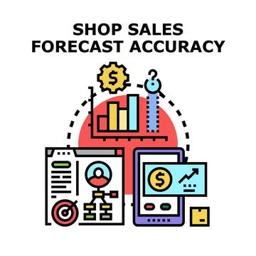 Shop sales forecast accuracy data analyzing strategy Stock Illustration