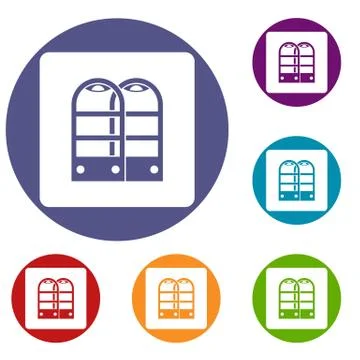 Shop security anti theft sensor gates icons set Stock Illustration