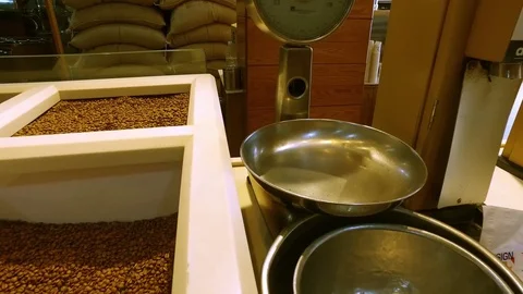 In the shop. Selling coffee beans Stock-Footage 80579909