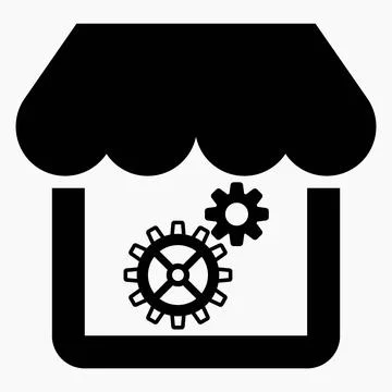 Shop setup. Settings online store. House and gear. Stock Illustration