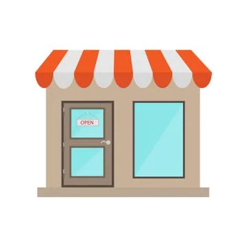 Shop with a sign open on the door, e-Commerce Stock Illustration