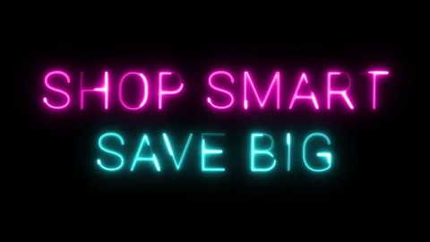 Shop Smart Save Big Neon Sign Video stock 287410548