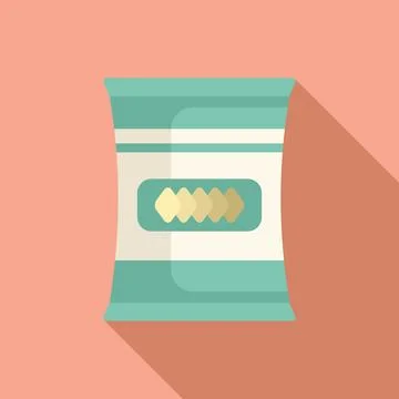 Shop snack pack icon flat vector. Sweet lunch product 库存插图