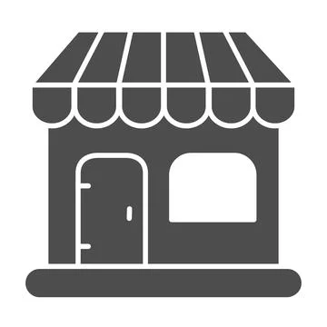 Shop solid icon, shopping concept, store sign on white background, commercial Illustrazione stock