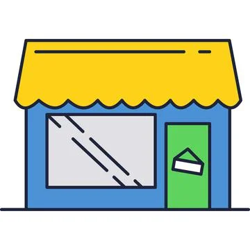 Shop store building vector icon isolated on white Stock Illustration