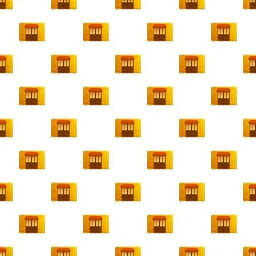 Shop storefront buildings seamless pattern repeating background 스톡 일러스트
