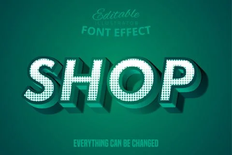 Shop text, editable font effect Stock Illustration