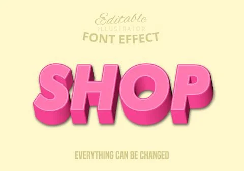 Shop text, editable text style Stock Illustration