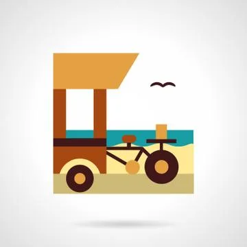 Shop on wheels flat color vector icon Illustrazione stock