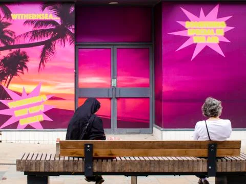 Shop window advertisement Stock Photos