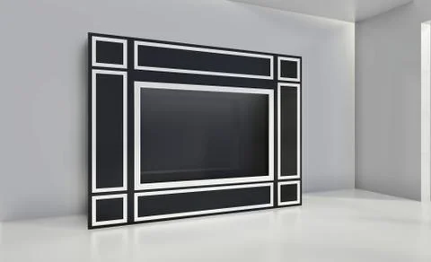 Shop window display, Empty storefront with light, showcase mock up 3D rendering Illustrazione stock