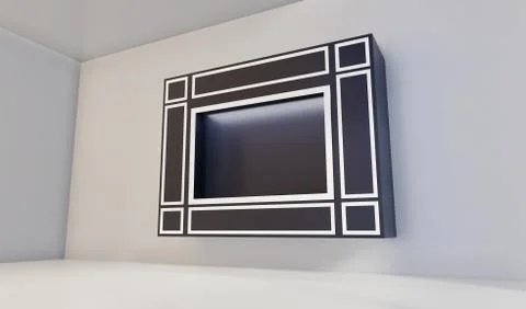 Shop window display, Empty storefront with light, showcase mock up 3D rendering Illustrazione stock