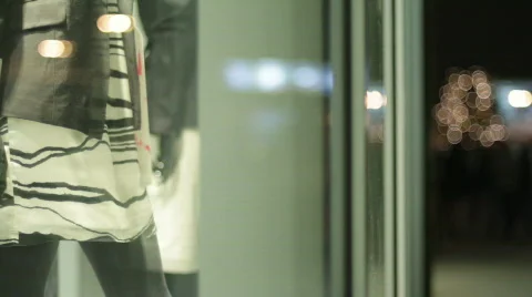 Shop window display at night Stock Footage 744050