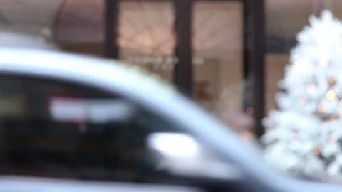 Shop window dummies. Christmas store front window display Stock Footage 119847971