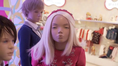 Shop Window with Mannequins Stock Footage 146100334