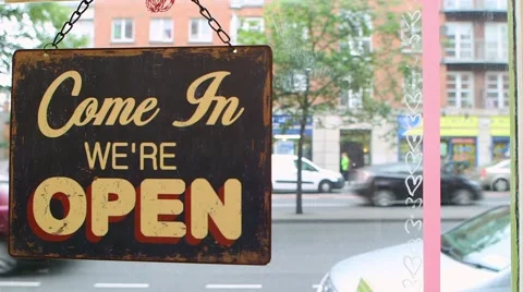 Shop window open sign Stock Footage 63604181