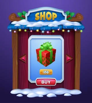 Shop in winter game user interface design. 스톡 일러스트