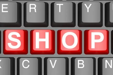 Shop word on computer keyboard Stock Illustration
