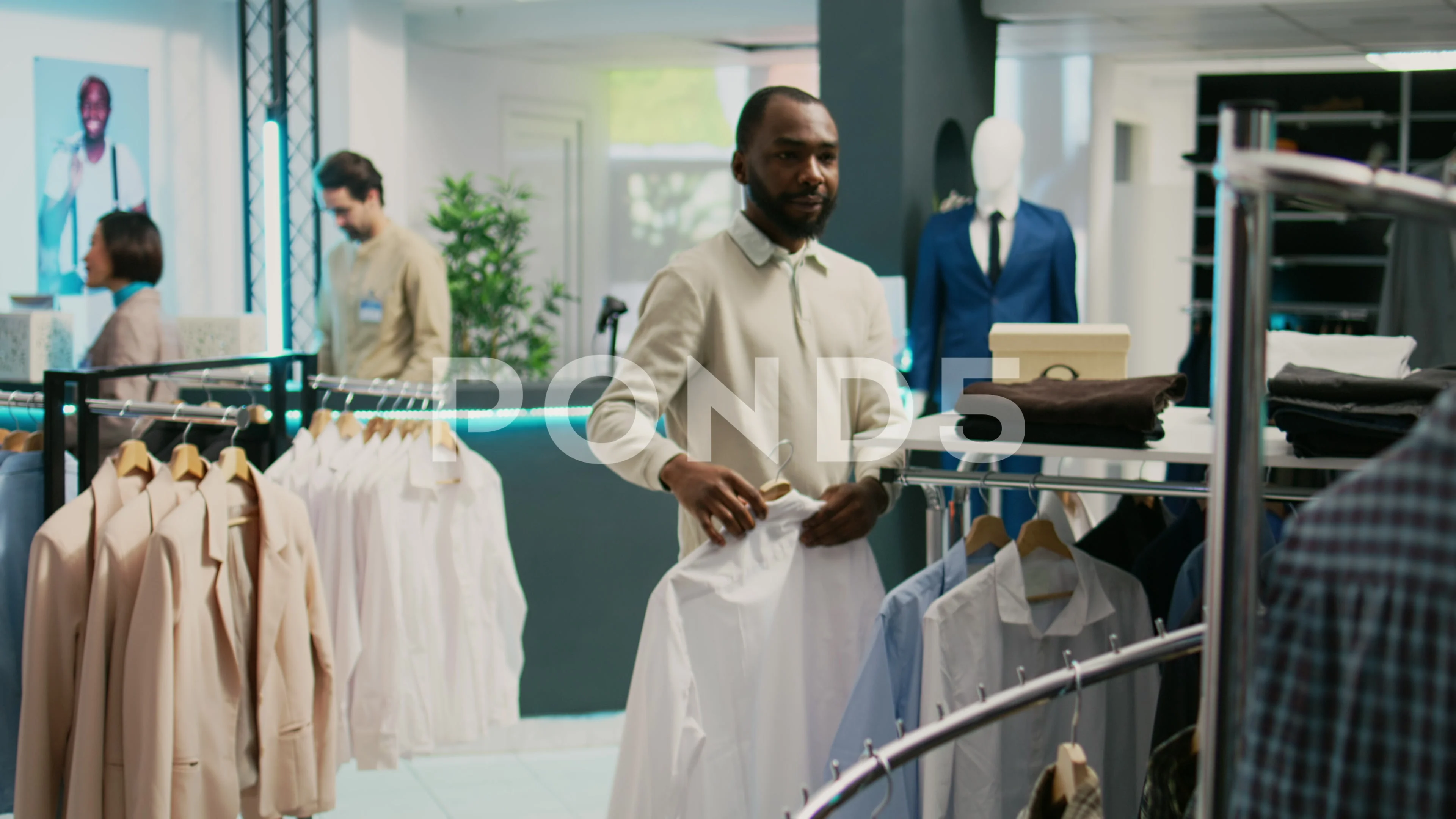 Shopaholic person buying formal wear in clothing shop