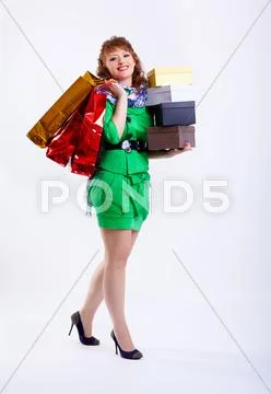 Shopaholic woman Stock Photos