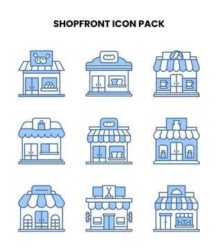 Shopfront Blue Design Icons Pack Ilustración de archivo