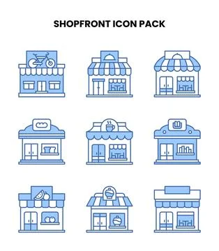 Shopfront Blue Icons Pack Ilustración de archivo
