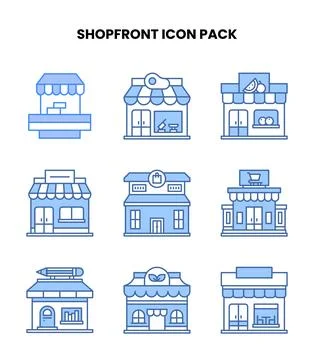 Shopfront Blue Scalable Icons Pack Ilustración de archivo