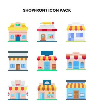 Shopfront Flat Scalable Icons Pack Ilustración de archivo