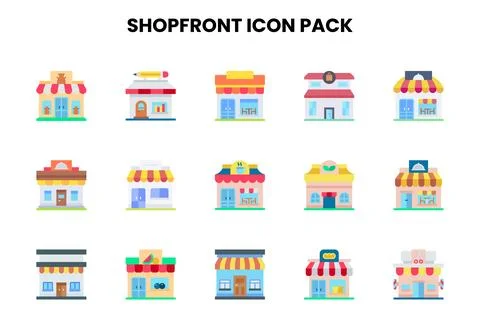 Shopfront Flat UI Icons Pack Ilustración de archivo