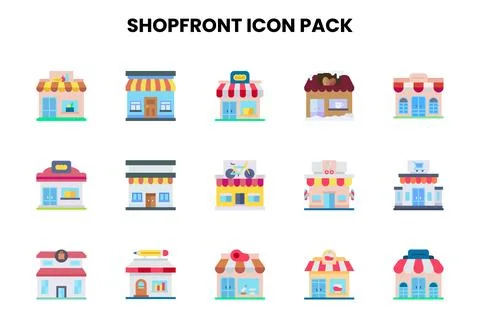 Shopfront Flat UI Icons Pack Ilustración de archivo