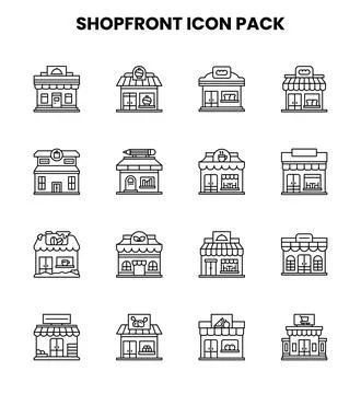 Shopfront Line Design Icons Pack Stock Illustration