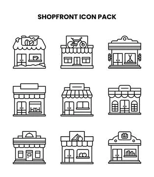 Shopfront Line Graphics Icons Pack Stock Illustration