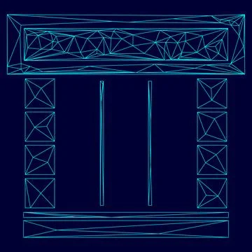 Shopfront low poly triangulation triangulated polygonal electric cyan blue vi Stock Illustration