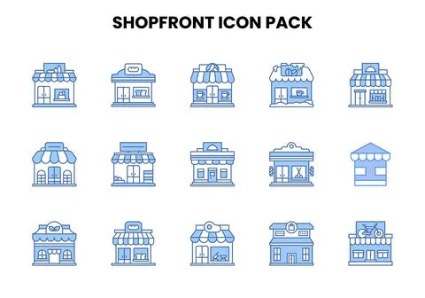 Shopfront Two Colour UI Icons Pack Ilustración de archivo