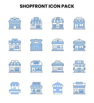 Shopfront Two Colour Vector Icons Pack Ilustración de archivo