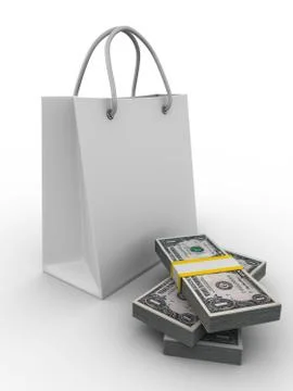 Shoping bag on white. Isolated 3D image Illustration