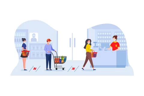Shoping with mask vector illustration Stock Illustration