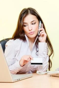 Shoping using phone and card Stock Photos