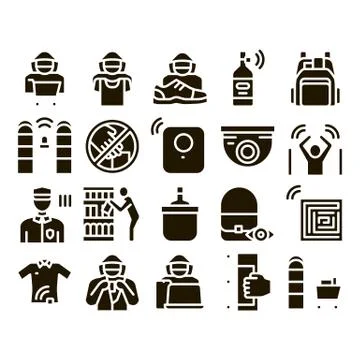 Shoplifting Collection Elements Icons Set Vector 스톡 일러스트