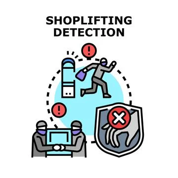 Shoplifting detection system preventing store theft crime Stock Illustration