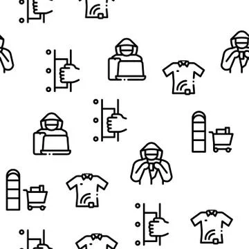Shoplifting Seamless Pattern Vector Illustrazione stock